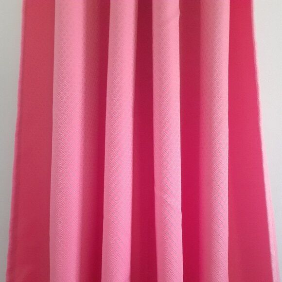 Grommet Top Pink Drapes Heavyweight Window Curtain Set of Two Diamond Pattern - Picture 4 of 10